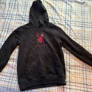 Spyder Black Hoodie with Red Logo